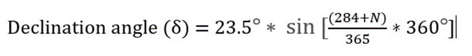 The formula for calculating right solar tilt.