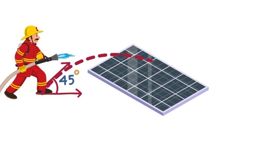 Cleaning the solar panels through water pipe by keeping it at 45 degrees.