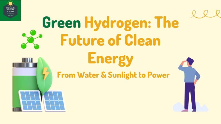 The picture shows the Green Hydrogen production through solar.