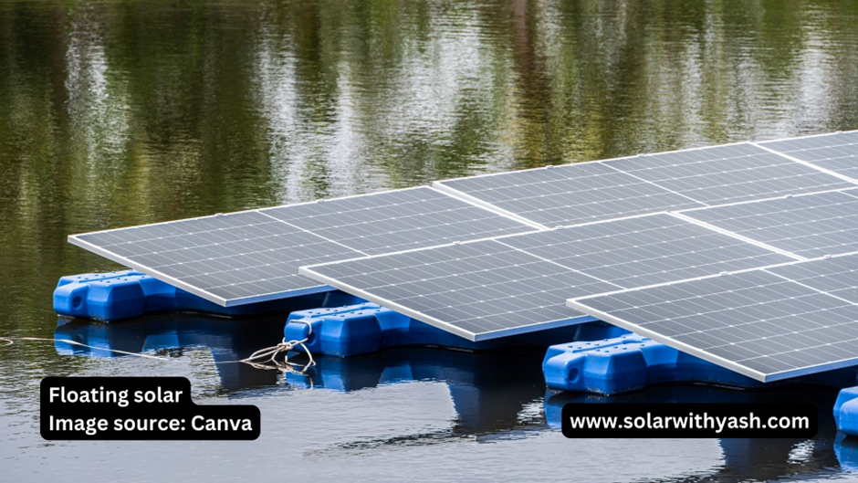 Solar panels on water in Floating solar technology.