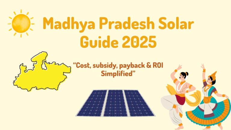 The chart illustrates the Madhya Pradesh solar guide simplifies cost, subsidy, payback, and ROI. Solar with Yash