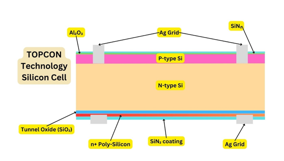 Structure of TOPCon technology silicon cell. Solar with Yash.