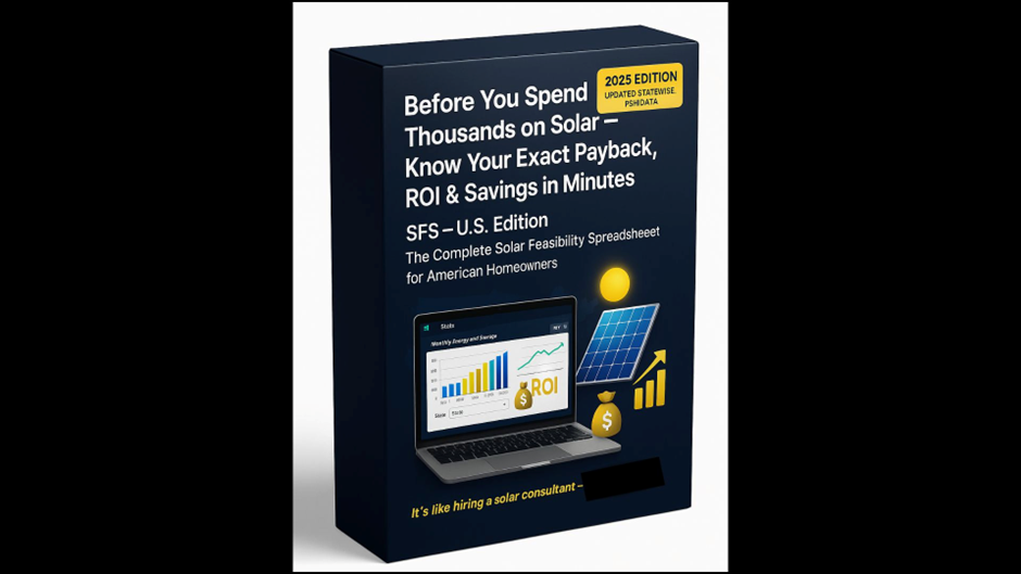 Solar Feasibility Spreadsheet - U.S. Edition. Solar with Yash.