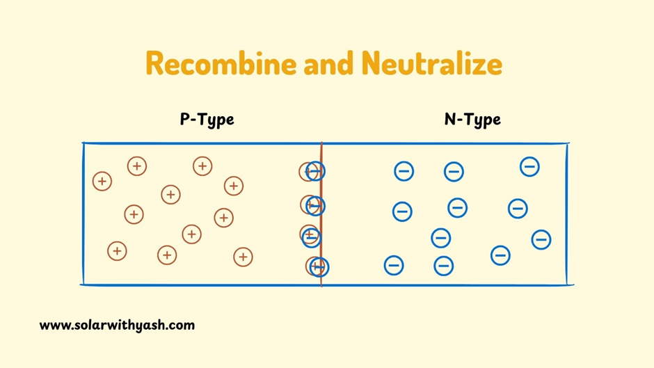 Holes and Electrons recombine and neutralize. Solar with Yash.