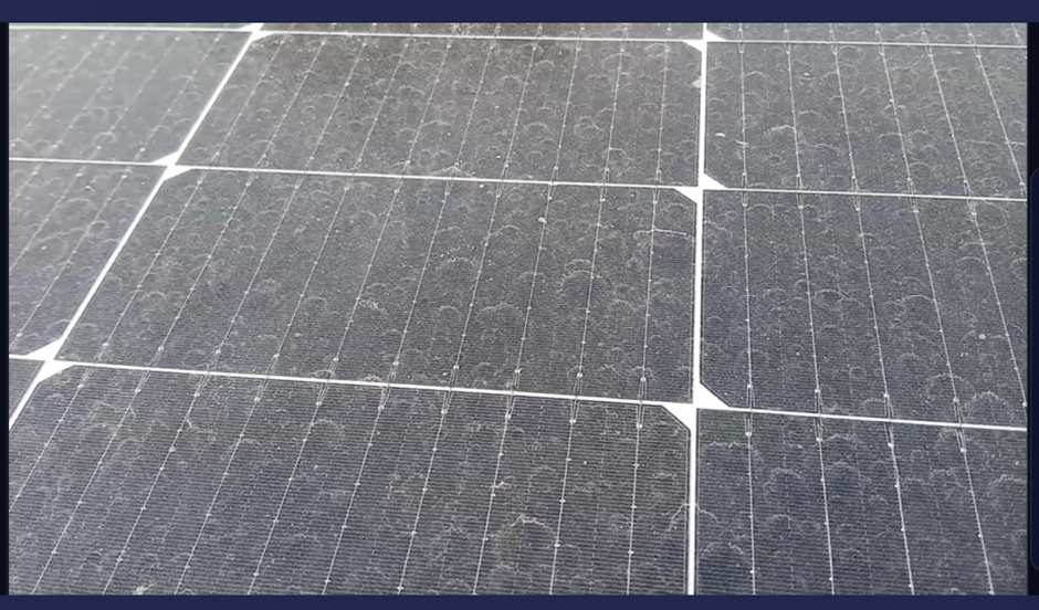 Dust accumulation on solar panels reducing sunlight absorption and energy output, which can lower annual generation and delay the solar payback period if not cleaned regularly. Solar with Yash.