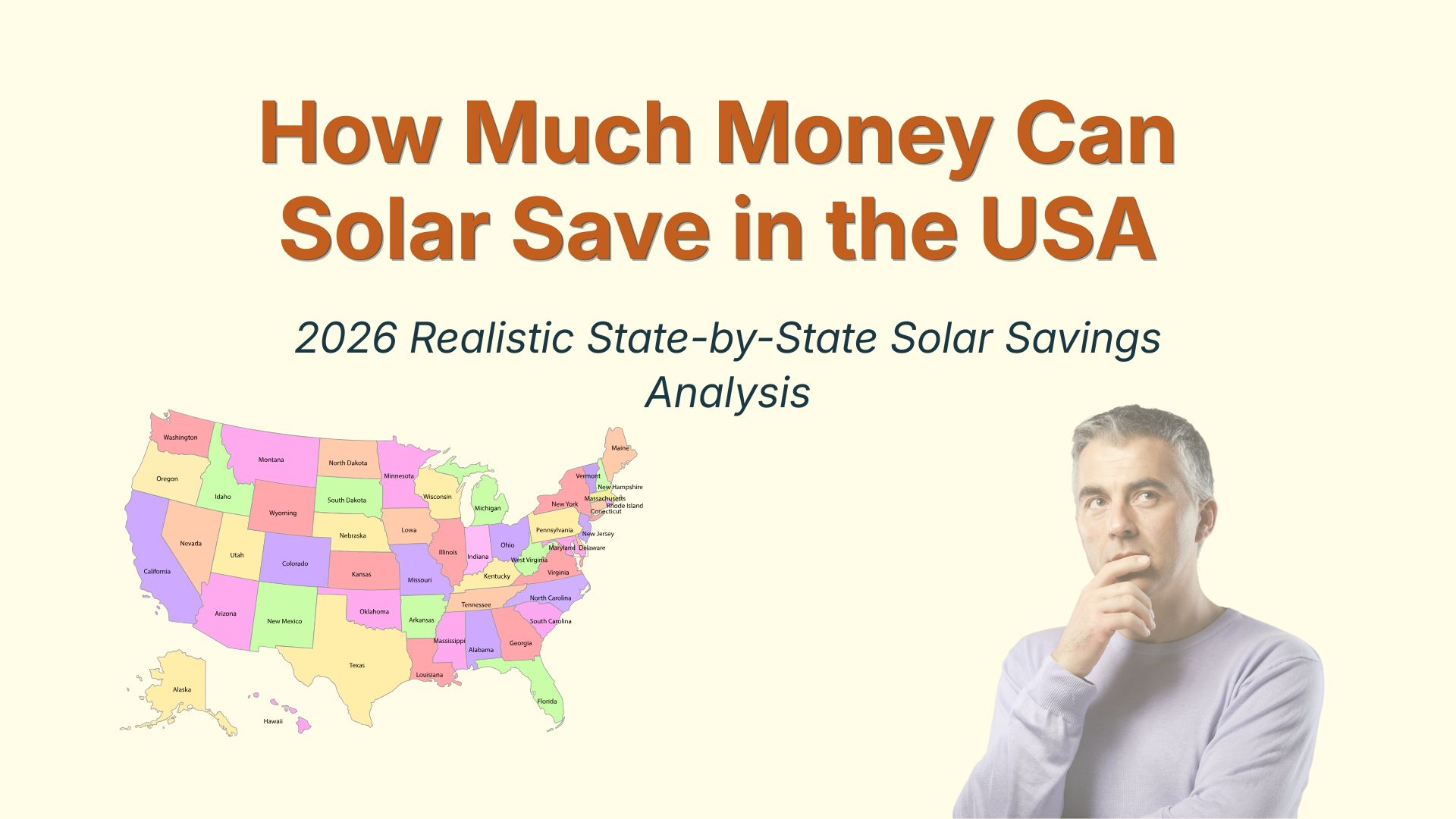The banner shows how much money solar can save in the USA with state wise solar savings.